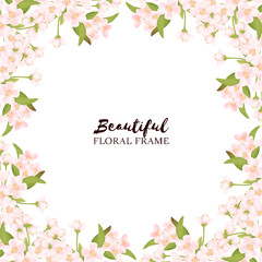 Beautiful sakura cherry blossom floral frame