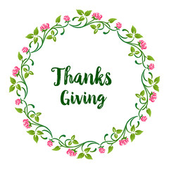 Template for design poster thanksgiving background, with vintage pink flower frame. Vector