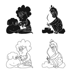 Vector design of evolution and prehistory logo. Collection of evolution and development stock vector illustration.