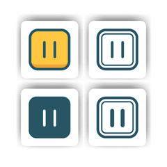 pause button icon for mobile, web, and presentation with flat color vector illustrator