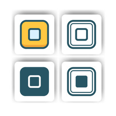 stop multimedia icon for mobile, web, and presentation with flat color vector illustrator