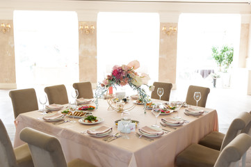 Wedding table decorations trends. Wedding banquet.