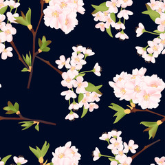 Beautiful sakura cherry blossom flower seamless pattern