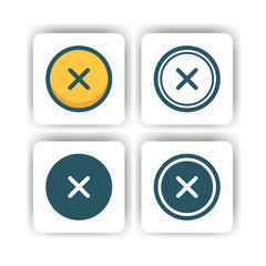 cross button icon for mobile, web, and presentation with flat color vector illustrator