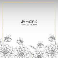 Floral background with dahlia flower sketch