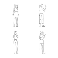 Isolated object of posture and mood icon. Set of posture and female stock vector illustration.