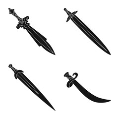 Vector illustration of sharp and blade sign. Set of sharp and dagger stock symbol for web.