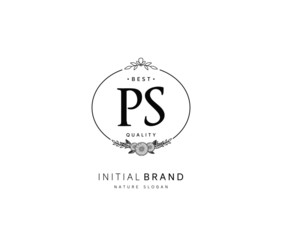 P S PS Beauty vector initial logo, handwriting logo of initial signature, wedding, fashion, jewerly, boutique, floral and botanical with creative template for any company or business.