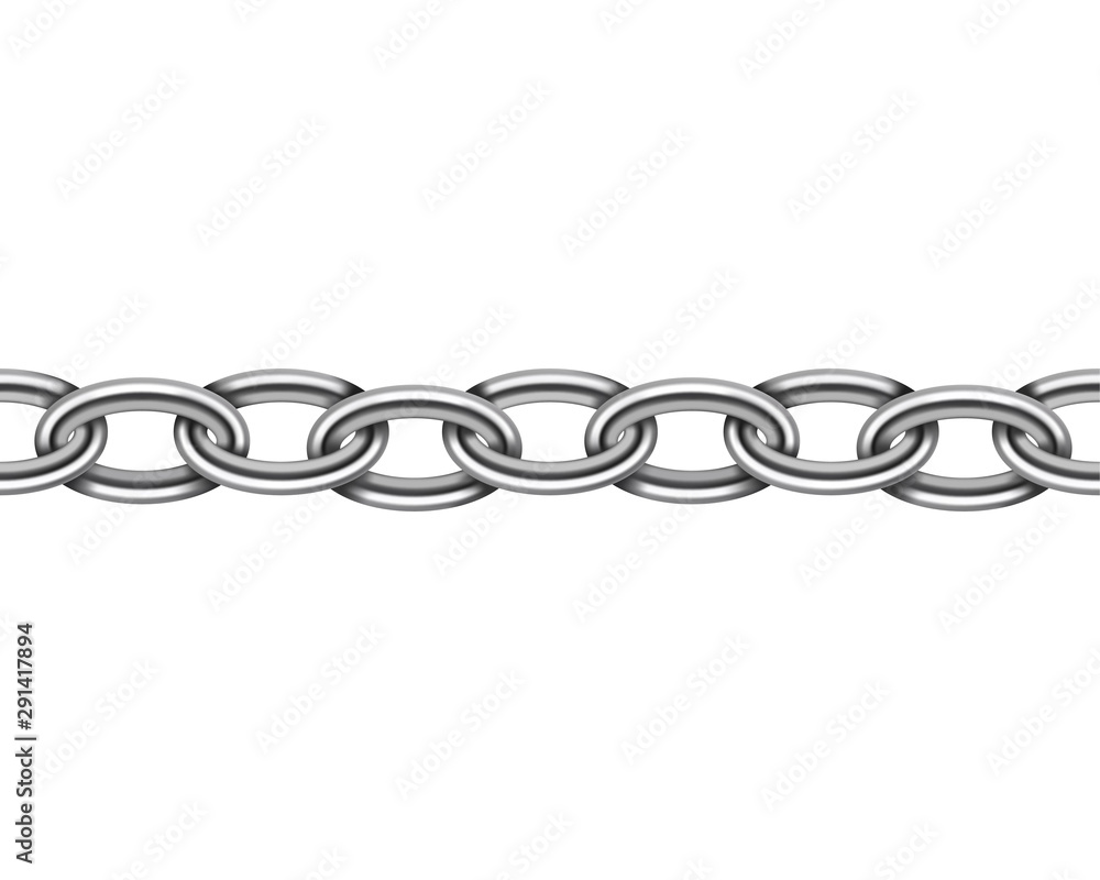 Aufkleber realistic metal chain seamless texture. silver color chains link isolated on white background. stron