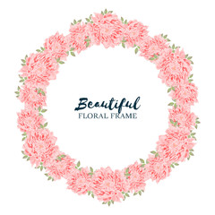 Pink chrysanthemum flower circle wreath decoration