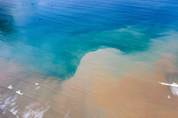 Top view, aerial photo of an amazingly beautiful sea landscape with turquoise water.