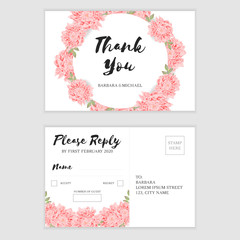 RSVP card with chrysanthemum flower decoration