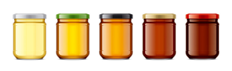 Set of Glass Jar with Honey. 