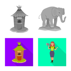 Isolated object of nature and fun sign. Set of nature and entertainment stock symbol for web.