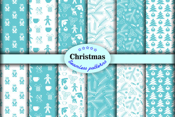 Christmas set of seamless backgrounds vector illustration 35