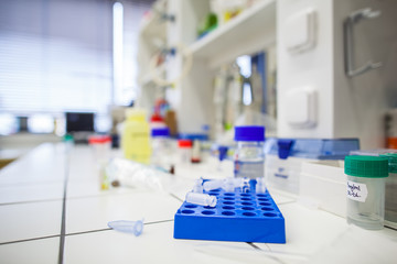 Chemistry lab (shallow DOF; color toned image)