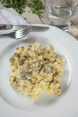 risotto au poulet et champignons