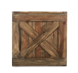 Old closed wooden crate isolated on white