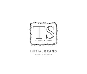 T S TS Beauty vector initial logo, handwriting logo of initial signature, wedding, fashion, jewerly, boutique, floral and botanical with creative template for any company or business.