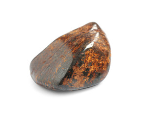 Beautiful brown bronzite gemstone on white background