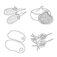Vector design of food and raw logo. Collection of food and nature vector icon for stock.