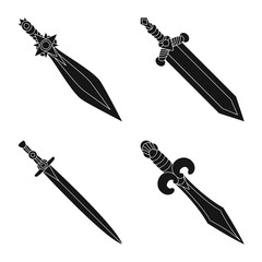 Isolated object of sharp and blade symbol. Set of sharp and dagger vector icon for stock.