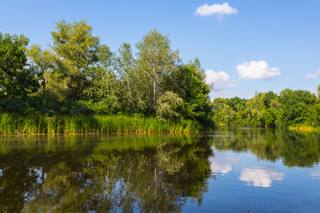 Fototapeta na wymiar beautiful quiet summer river scene
