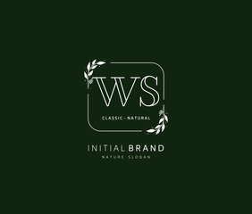 W S WS Beauty vector initial logo, handwriting logo of initial signature, wedding, fashion, jewerly, boutique, floral and botanical with creative template for any company or business.