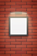 Mockup Picture frame with light on wall