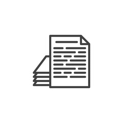 Pile of documents line icon. linear style sign for mobile concept and web design. Stack of paper document outline vector icon. Symbol, logo illustration. Vector graphics