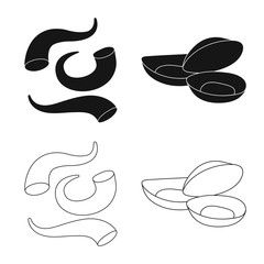 Isolated object of fresh and restaurant symbol. Set of fresh and marine vector icon for stock.