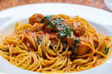 Close up shot of an Italian style pasta