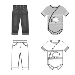 Naklejka premium Vector illustration of fashion and garment symbol. Collection of fashion and cotton stock symbol for web.