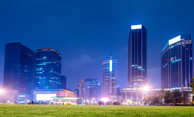 Night View of Central Architecture in Chengdu, Sichuan