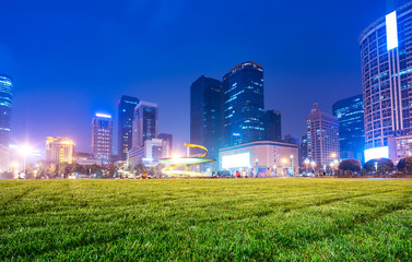 Night View of Central Architecture in Chengdu, Sichuan