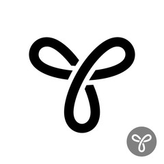 Line triple knot symbol. Three rounded ends abstract linear figure. Infinity way logo.