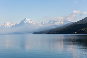 Mountains with Snow on Lake