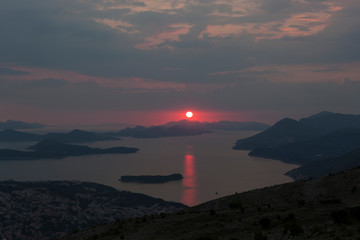 Red Sunset over Islands