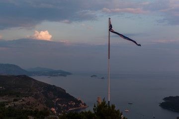 Croatian Flag at Sunset