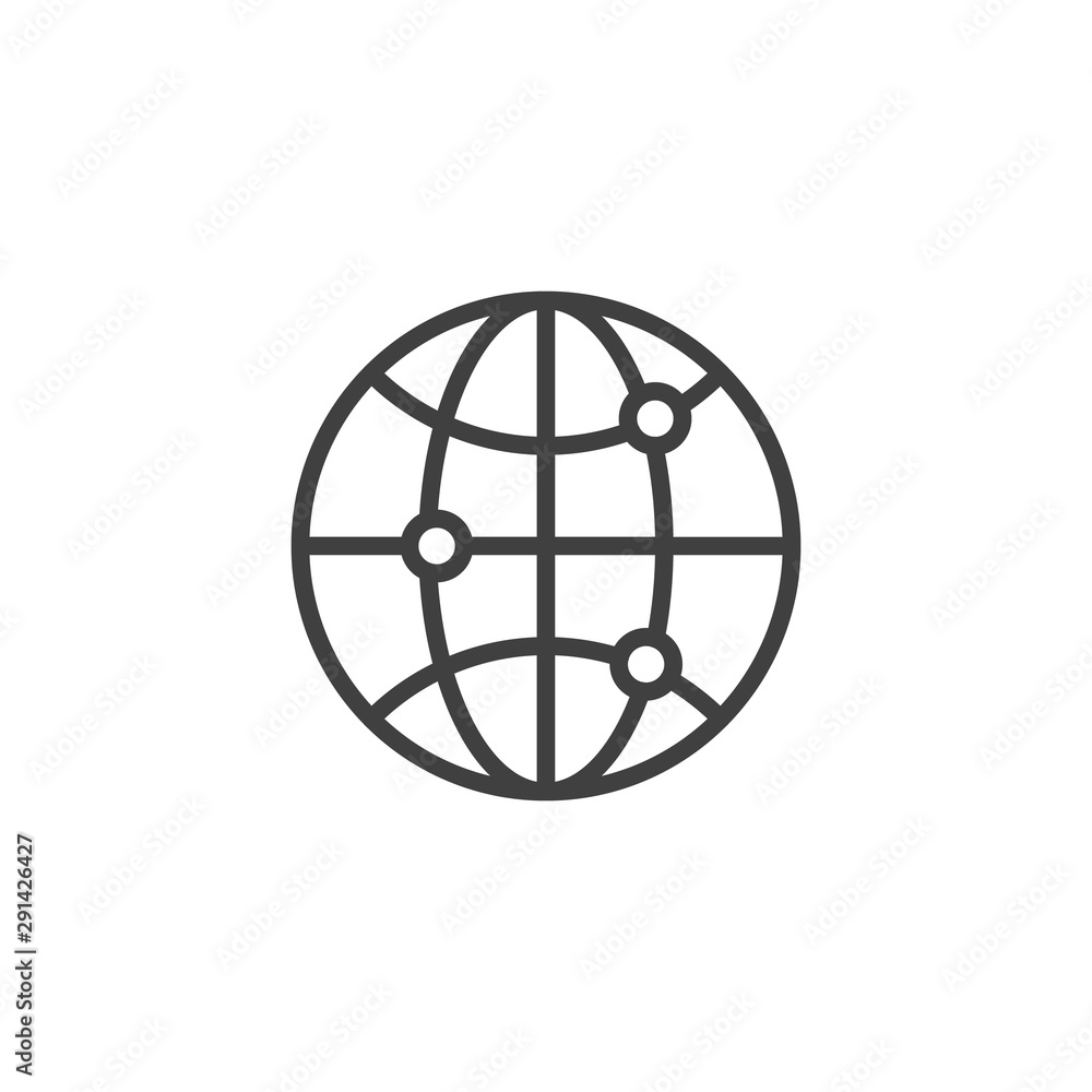 Wall mural globe grid line icon. linear style sign for mobile concept and web design. global network connection
