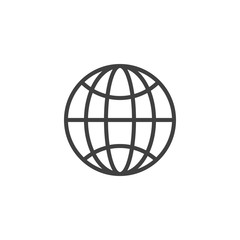 World globe grid line icon. linear style sign for mobile concept and web design. Geographic globe outline vector icon. Symbol, logo illustration. Vector graphics