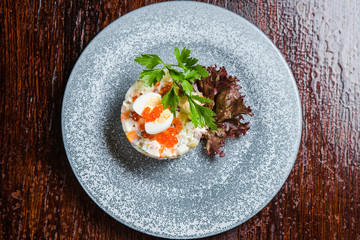 Fresh salad on ceramic plate