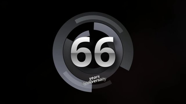 66 Years Anniversary Digital Tech Circle Silver Background