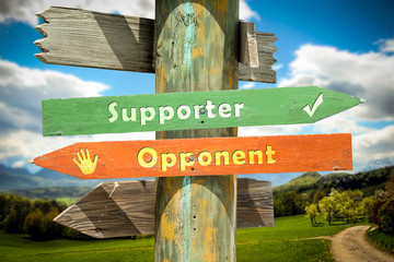 Street Sign Supporter versus Opponent