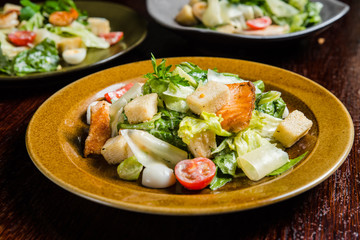 Caesar salad with fresh lettuce, parmesan and fried croutons.
