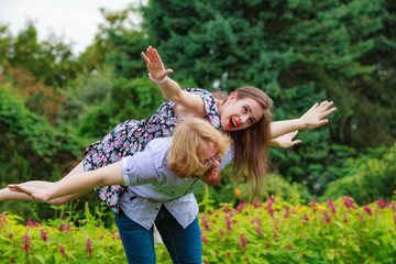 Couple having fun together outdoor.