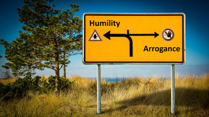 Street Sign to Humility versus Arrogance