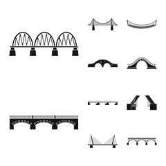 Vector illustration of construct and side icon. Set of construct and bridge vector icon for stock.