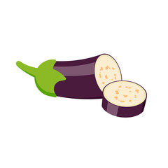 Fresh Eggplant vegetable isolated on white background. Vector illustration.