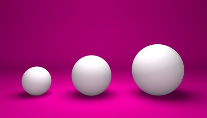 Simple White Sphere Ball Objects On Magenta Background - Business Or Growing Up Concept